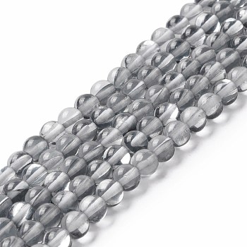 Synthetic Moonstone Beads Strands, Round, Dark Gray, 6mm, Hole: 0.8mm, about 63pcs/strand, 14.57''~15.55''(37~39.5cm)