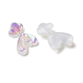 ABS Plastic Cabochons, Iridescent, Bowknot, Seashell Color, 7x11x2mm