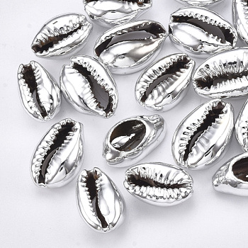 Cowrie Shell Beads, with UV Plated, No Hole/Undrilled, WhiteSmoke, 13~16x8~11x5~6mm