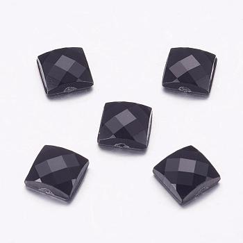 Taiwan Acrylic Rhinestone Cabochons, Flat Back, Faceted, Square, Black, 19x19mm