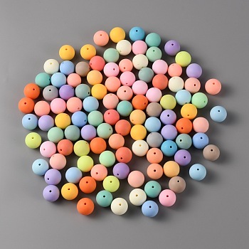 Opaque Acrylic Beads, Frosted, Round, Mixed Color, 20x19mm, Hole: 2mm, about 216pcs/kg