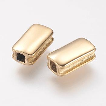 304 Stainless Steel Beads, Ion Plating (IP), Rectangle, Golden, 10x5x4mm, Hole: 2x2mm