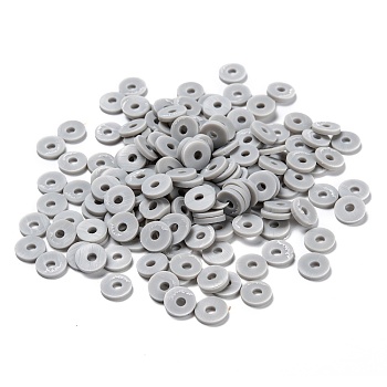 Handmade Polymer Clay Beads, for DIY Jewelry Crafts Supplies, Disc/Flat Round, Heishi Beads, Light Grey, 8x1mm, Hole: 2mm, about 650pcs/50g
