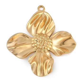 304 Stainless Steel Pendants, Flower Charm, Golden, 32.5x29.5x3mm, Hole: 1.6mm