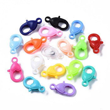 Opaque Acrylic Lobster Claw Clasps, Heart, Mixed Color, 22.5x13x6.5mm, Hole: 3mm
