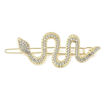 Alloy Rhinestone Hair Bobby Pins, Snake, Golden, 26x69.5mm