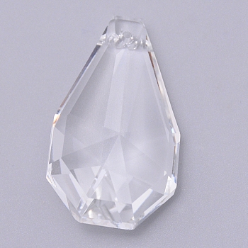Transparent Glass Big Pendants, for Chandelier Crystal Hanging Pendants, Faceted, Pyriform, Clear, 50x28x18mm, Hole: 1.8mm