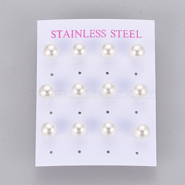 Plastic Imitation Pearl Stud Earrings(STAS-D0001-03-G)-3