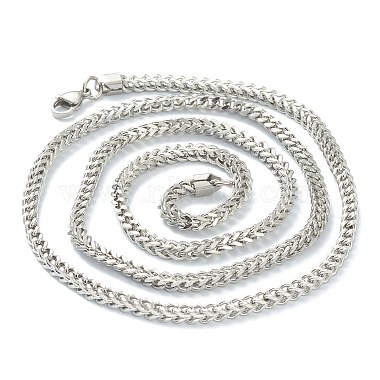304 Stainless Steel Wheat Chain Necklaces(NJEW-I245-08C-P)-2