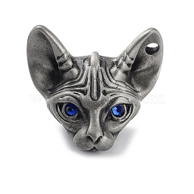 Antique Silver Blue Cat Shape Alloy Pendants