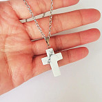 Synthetic Howlite Cross Pendant Necklace, Alloy Cable Chain Necklaces for Women, Platinum, 20.47 inch(52cm)(FS-WGC9DE4-10-1)