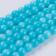 Natural Yellow Jade Beads Strands, Dyed, Round, Dark Turquoise, 8mm, Hole: 1mm, about 50pcs/strand, 15.75 inch(G-G598-8mm-YXS-28)