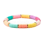 Synthetic Hematite & Polymer Clay Heishi Beads Stretch Bracelet, Yoga Surfering Bracelet for Women, Colorful, Inner Diameter: 2-1/4 inch(5.65cm)(BJEW-JB07379)