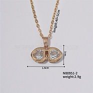 Vintage chic angel wing collarbone necklace with dazzling diamonds., 15.75 inch(400mm)(HI7354-2)