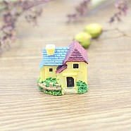 Resin Villa House Figurines Display Decorations, Micro Landscape Garden Decoration, Champagne Yellow, 20x25x30mm(WG62779-03)