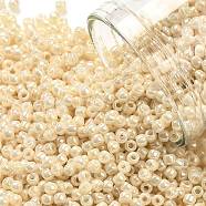 TOHO Round Seed Beads, Japanese Seed Beads, (123) Opaque Luster Light Beige, 11/0, 2.2mm, Hole: 0.8mm, about 1103pcs/10g(X-SEED-TR11-0123)