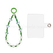 Resin Beads Mobile Straps, with Plastic Sheet, Butterfly, Green, 15.2cm(AJEW-TAC0006-10B)