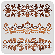Large Plastic Reusable Drawing Painting Stencils Templates, for Painting on Scrapbook Fabric Tiles Floor Furniture Wood, Square, Floral Pattern, 300x300mm(DIY-WH0172-784)
