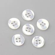 4-Hole Plastic Buttons, Flat Round, Seashell Color, 11.5x2mm, Hole: 2mm(BUTT-S020-11-11.5mm)