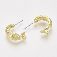 Alloy Stud Earring Findings, Half Hoop Earrings, with Loop, Light Gold, 19x8mm, Hole: 1.5mm, Pin: 0.8mm.(PALLOY-S125-034)