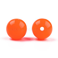 Fluorescent Acrylic Beads, Round, Dark Orange, 14mm, Hole: 2mm, about 310pcs/500g(MACR-R517-14mm-03)