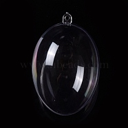 Openable Transparent Plastic Pendants, Fillable Plastic Bauble Christmas Ornament, Oval, Clear, 86x58x59mm, Hole: 3mm(CON-K007-07B)