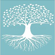 Self-Adhesive Silk Screen Printing Stencil, for Painting on Wood, DIY Decoration T-Shirt Fabric, Tree with Heart, Sky Blue, 28x22cm(DIY-WH0173-033)
