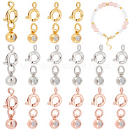 PandaHall Elite 30 Sets 3 Colors Brass Spring Ring Clasps and Silicone Beads, Stopper Beads, Mixed Color, 17x7.5mm, 10 sets/color(KK-PH0004-79)