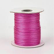 Eco-Friendly Korean Waxed Polyester Cord, Fuchsia, 2mm, about 90yards/roll(80m/roll)(YC-P002-2mm-1103)