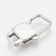304 Stainless Steel Lobster Claw Clasps, Rectangle, Stainless Steel Color, 22x11x3.5mm, Hole: 2x5mm(X-STAS-T033-28D)