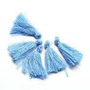 Handmade Polycotton(Polyester Cotton) Tassel Decorations, Pendant Decorations, Cornflower Blue, 29~35mm(OCOR-Q024-09)