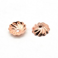 Brass Flower Bead Caps, Rose Gold, 7x2mm, Hole: 1mm(KK-O043-02RG)