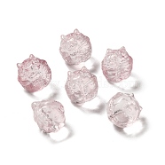 Transparent Glass Beads, Gradient Color, Dragon, Pink, 13.5x13x12.5mm, Hole: 1mm(GLAA-D025-05E)