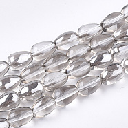 Electroplate Glass Beads Strands, teardrop, Full Plated, Light Grey, 9x6~6.5mm, Hole: 1mm, about 92~94pcs/strand, 31.4 inch(EGLA-T013-01J)