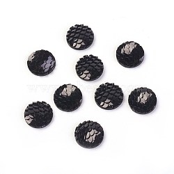 Resin Cabochons, Flat Round with Mermaid Fish Scale, Black, 12x3mm(CRES-Q191-HA023-10)
