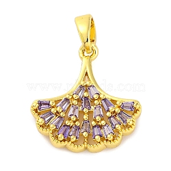 Frech Style Brass Micro Pave Cubic Zirconia Pendants, Shell Shape, Real 14K Gold Plated, 17x16.5x3mm, Hole: 3x4.5mm(KK-A232-05B-G)