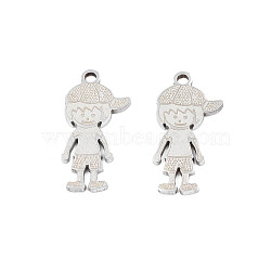 Non-Tarnish 201 Stainless Steel Pendants, Girl, Stainless Steel Color, 18x8.5x1mm, Hole: 1.4mm(STAS-N091-145P)