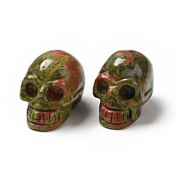 Halloween Natural Unakite Display Decorations, Home Decorations, Skull, 35~37x30~31x48~50.5mm(DJEW-K015-24)