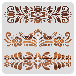 Large Plastic Reusable Drawing Painting Stencils Templates, for Painting on Scrapbook Fabric Tiles Floor Furniture Wood, Square, Floral Pattern, 300x300mm(DIY-WH0172-784)
