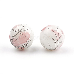 Drawbench & Baking Painted Glass Beads Strands, Round, Pink, 6mm, Hole: 1mm, about 130pcs/strand, 31.4 inch(GLAA-S176-6mm-05)