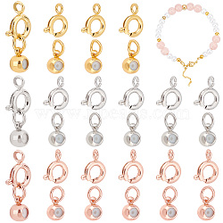 Elite 30 Sets 3 Colors Brass Spring Ring Clasps and Silicone Beads, Stopper Beads, Mixed Color, 17x7.5mm, 10 sets/color(KK-PH0004-79)
