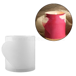Valentine's Day Theme Column with Heart DIY Candle Cup Silicone Molds, Creative Aromatherapy Candle Cement Cup Supply DIY Concrete Candle Cups Resin Moulds, WhiteSmoke, 7.5x8.2cm(DIY-G098-02A)
