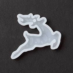 Christmas Reindeer Pendant Silicone Molds, Resin Casting Molds, for UV Resin & Epoxy Resin Jewelry Making, White, 46x51x7mm, Hole: 3mm(DIY-K054-11)