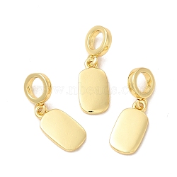 Rack Plating Blank Brass European Dangle Charms, Large Hole Pendants, Cadmium Free & Lead Free, Rectangle, Real 18K Gold Plated, Rectangle: 16x8x2mm, Hole: 5mm(KK-B068-12G)