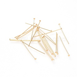 304 Stainless Steel Flat Head Pins, Real 18K Gold Plated, 25x0.7mm, Head: 1.5mm(STAS-G205-01C-G)
