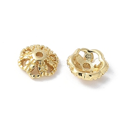 Flower Brass Bead Caps, Rack Plating, Cadmium Free & Lead Free, Long-Lasting Plated, Real 18K Gold Plated, 7x7.5x2.8mm, Hole: 1.2mm(KK-F892-34G-10)