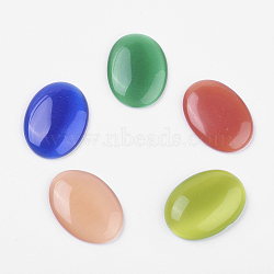 Cat Eye Cabochons, Oval, Mixed Color, 25x18x3.5mm(X-CE-J005-18x25mm-M)