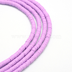 Eco-Friendly Handmade Polymer Clay Beads, Disc/Flat Round, Heishi Beads, Plum, 4x1mm, Hole: 1mm, about 380~400pcs/strand, 17.7 inch(X-CLAY-R067-4.0mm-01)