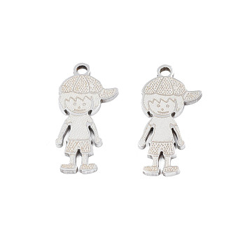 201 Stainless Steel Pendants, Girl, Stainless Steel Color, 18x8.5x1mm, Hole: 1.4mm