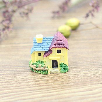 Resin Villa House Figurines Display Decorations, Micro Landscape Garden Decoration, Champagne Yellow, 20x25x30mm